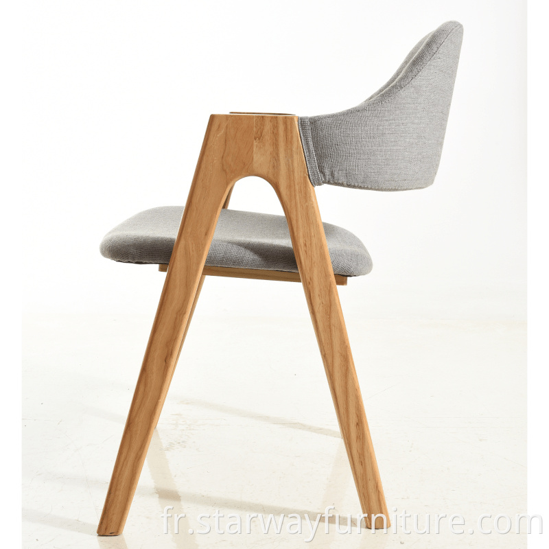 Tissu moderne Chaise à manger de loisirs rembourrés avec cuisson de bois Restaurant Salon Restaurant